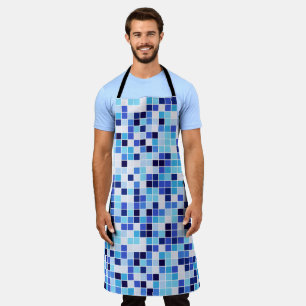 Pool Tiles, Blue Mosaic Tiles, Geometric Pattern Apron