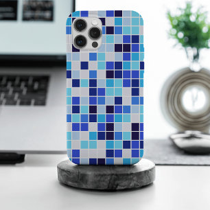 Pool Tiles, Blue Mosaic Tiles, Geometric Pattern iPhone 15 Pro Max Case