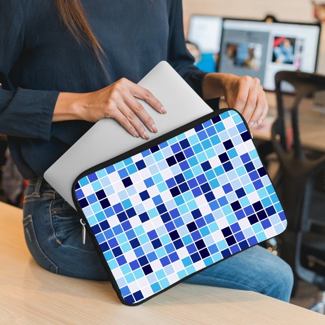 Pool Tiles, Blue Mosaic Tiles, Geometric Pattern Laptop Sleeve (Creator Uploaded)