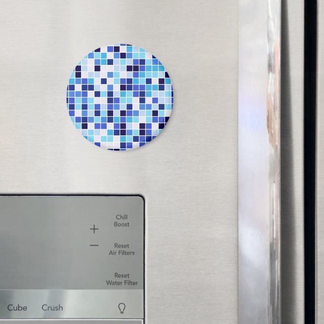 Pool Tiles, Blue Mosaic Tiles, Geometric Pattern Magnet (In Situ (Fridge))
