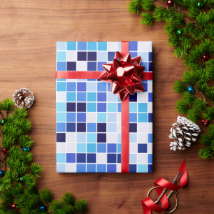 Pool Tiles, Blue Mosaic Tiles, Geometric Pattern Wrapping Paper