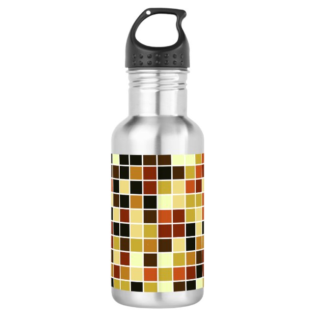 Pool Tiles, Brown Mosaic Tiles, Geometric Pattern 532 Ml Water Bottle (Front)