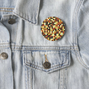 Pool Tiles, Brown Mosaic Tiles, Geometric Pattern 6 Cm Round Badge
