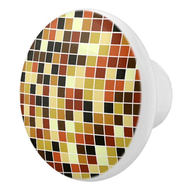 Pool Tiles, Brown Mosaic Tiles, Geometric Pattern Ceramic Knob (Right)