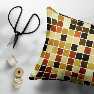 Pool Tiles, Brown Mosaic Tiles, Geometric Pattern Decorative Cushion