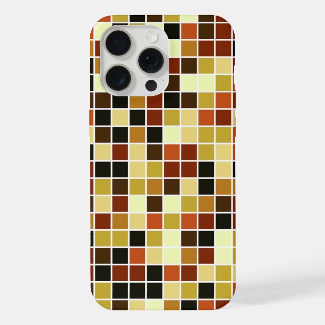 Pool Tiles, Brown Mosaic Tiles, Geometric Pattern iPhone Case (Back)