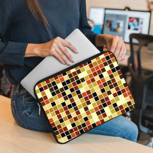 Pool Tiles, Brown Mosaic Tiles, Geometric Pattern Laptop Sleeve