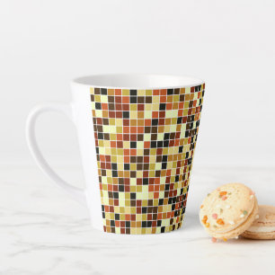 Pool Tiles, Brown Mosaic Tiles, Geometric Pattern Latte Mug