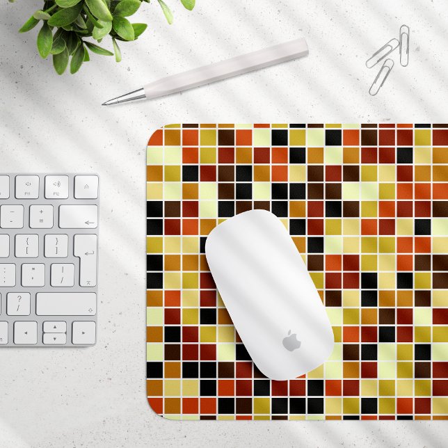 Pool Tiles, Brown Mosaic Tiles, Geometric Pattern Mouse Mat (Creator Uploaded)