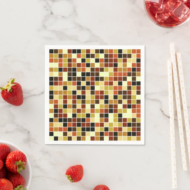 Pool Tiles, Brown Mosaic Tiles, Geometric Pattern Napkin (Insitu)