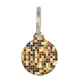 Pool Tiles, Brown Mosaic Tiles, Geometric Pattern Pet Tag