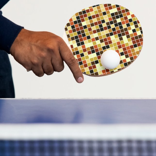 Pool Tiles, Brown Mosaic Tiles, Geometric Pattern Ping Pong Paddle (Insitu)