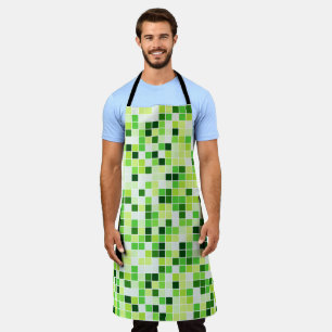 Pool Tiles, Green Mosaic Tiles, Geometric Pattern Apron