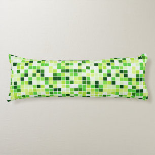 Pool Tiles, Green Mosaic Tiles, Geometric Pattern Body Cushion