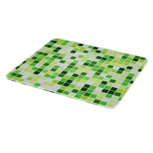 Pool Tiles, Green Mosaic Tiles, Geometric Pattern Cutting Board (Corner)