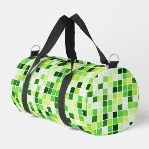 Pool Tiles, Green Mosaic Tiles, Geometric Pattern Duffle Bag