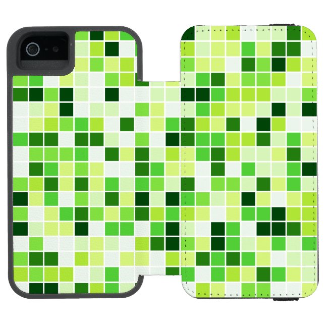 Pool Tiles, Green Mosaic Tiles, Geometric Pattern Incipio iPhone Wallet Case (Folio Open)