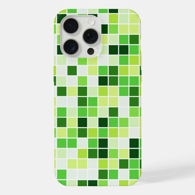Pool Tiles, Green Mosaic Tiles, Geometric Pattern iPhone Case (Back)
