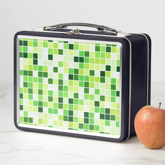 Pool Tiles, Green Mosaic Tiles, Geometric Pattern Metal Lunch Box (In Situ)