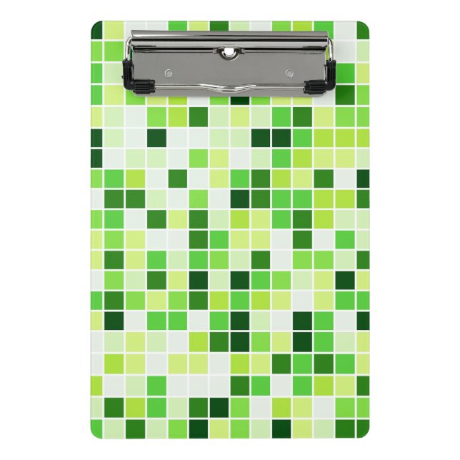 Pool Tiles, Green Mosaic Tiles, Geometric Pattern Mini Clipboard (Front)