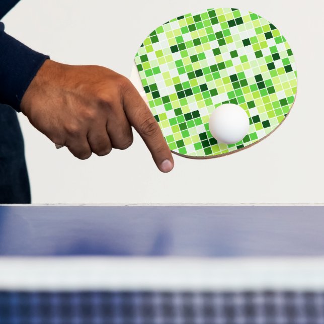 Pool Tiles, Green Mosaic Tiles, Geometric Pattern Ping Pong Paddle (Insitu)