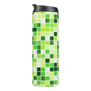 Pool Tiles, Green Mosaic Tiles, Geometric Pattern Thermal Tumbler