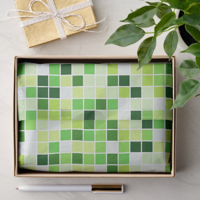 Pool Tiles, Green Mosaic Tiles, Geometric Pattern Tissue Paper (Gift)