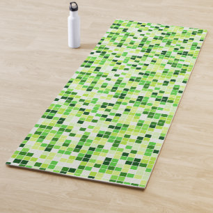 Pool Tiles, Green Mosaic Tiles, Geometric Pattern Yoga Mat
