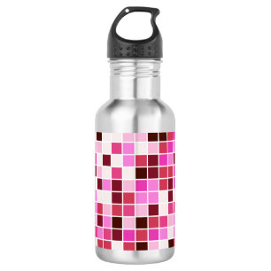 Pool Tiles, Pink Mosaic Tiles, Geometric Pattern 532 Ml Water Bottle