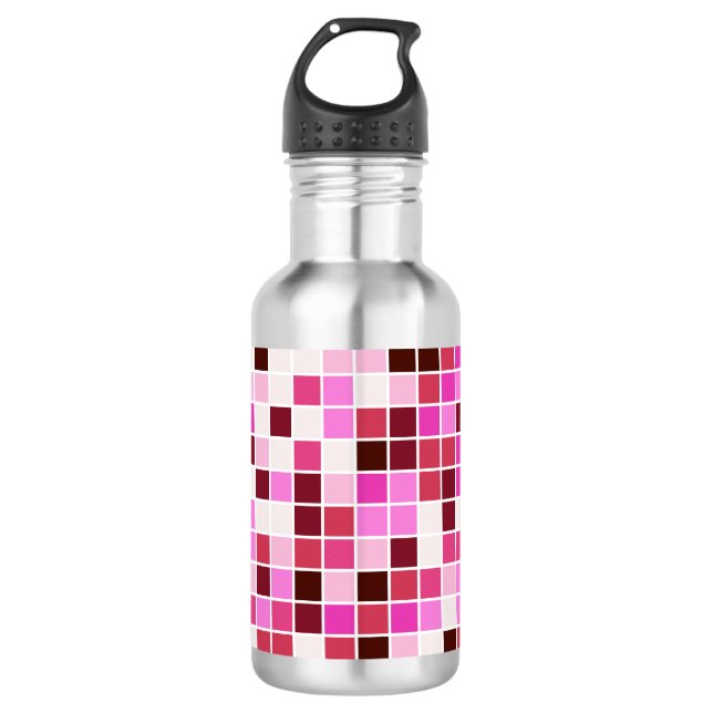 Pool Tiles, Pink Mosaic Tiles, Geometric Pattern 532 Ml Water Bottle (Front)