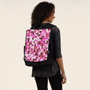 Pool Tiles, Pink Mosaic Tiles, Geometric Pattern Backpack