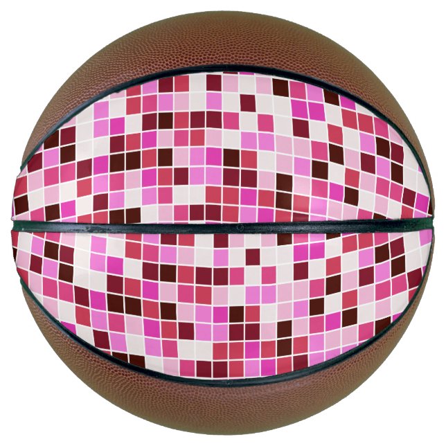 Pool Tiles, Pink Mosaic Tiles, Geometric Pattern Basketball (Front)