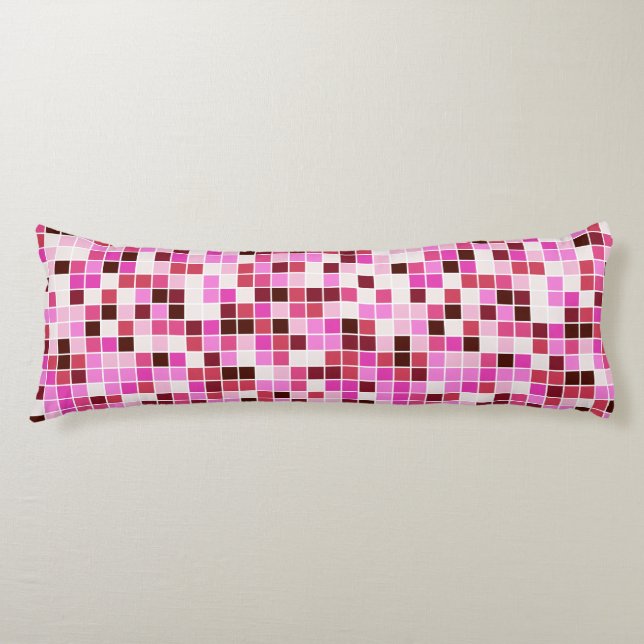 Pool Tiles, Pink Mosaic Tiles, Geometric Pattern Body Cushion (Front)