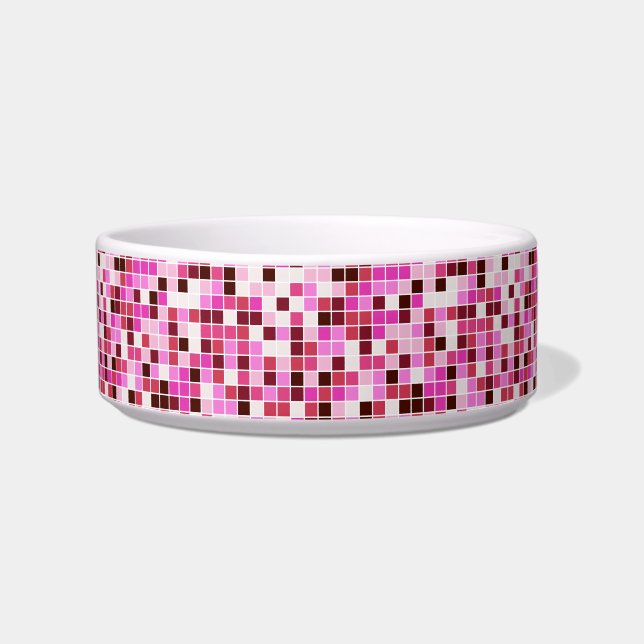 Pool Tiles, Pink Mosaic Tiles, Geometric Pattern Bowl (Front)