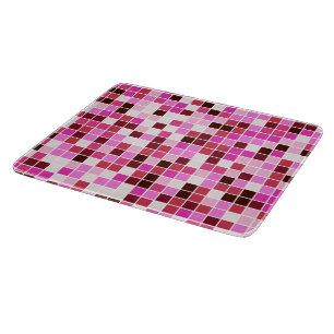 Pool Tiles, Pink Mosaic Tiles, Geometric Pattern Cutting Board