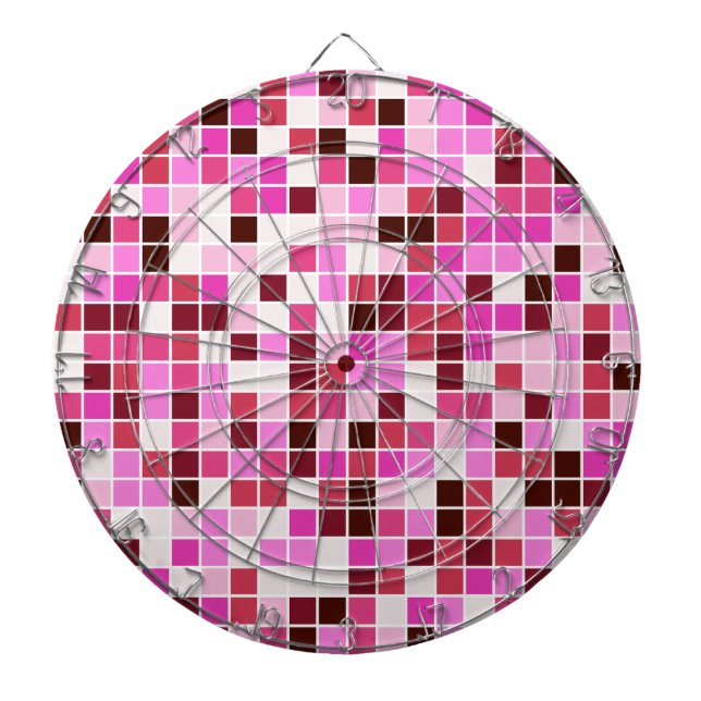 Pool Tiles, Pink Mosaic Tiles, Geometric Pattern Dartboard (Front)
