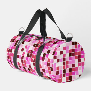 Pool Tiles, Pink Mosaic Tiles, Geometric Pattern Duffle Bag