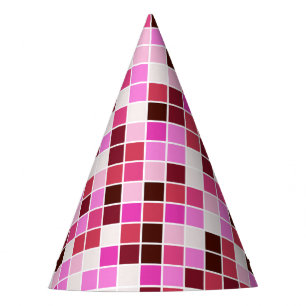 Pool Tiles, Pink Mosaic Tiles, Geometric Pattern Party Hat