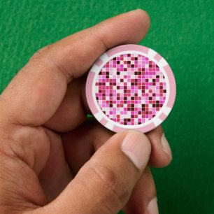 Pool Tiles, Pink Mosaic Tiles, Geometric Pattern Poker Chips