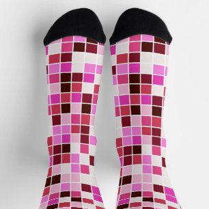 Pool Tiles, Pink Mosaic Tiles, Geometric Pattern Socks