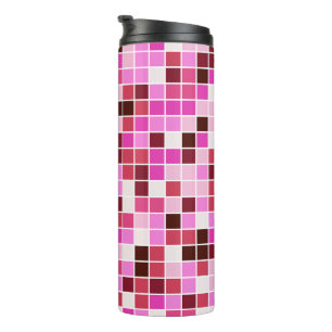 Pool Tiles, Pink Mosaic Tiles, Geometric Pattern Thermal Tumbler