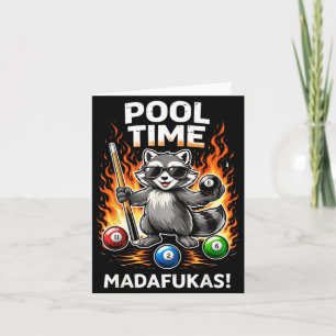 Pool Time Madafakas Funny Racoon Billiards Player Card