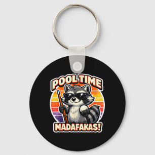 Pool Time Madafakas Funny Racoon Billiards Player Key Ring