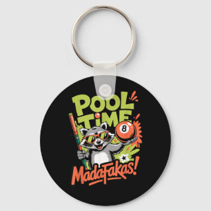 Pool Time Madafakas Funny Racoon Billiards Player Key Ring