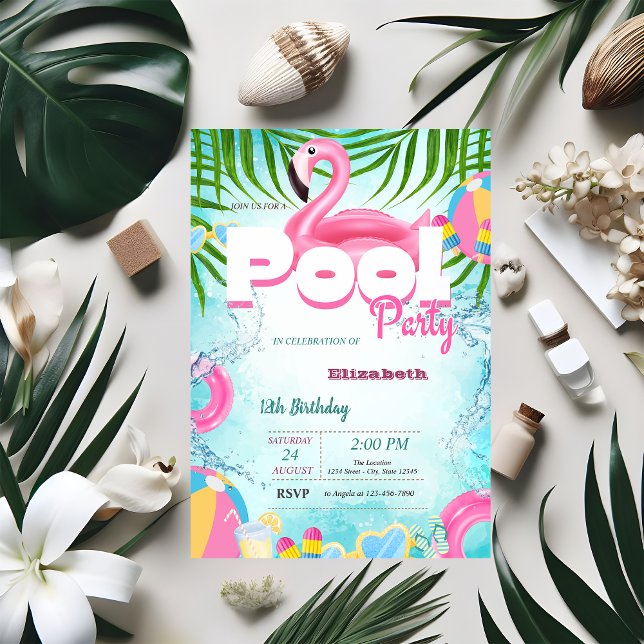 Pool Toys Summer Birthday Party  Invitation (Creator Uploaded)