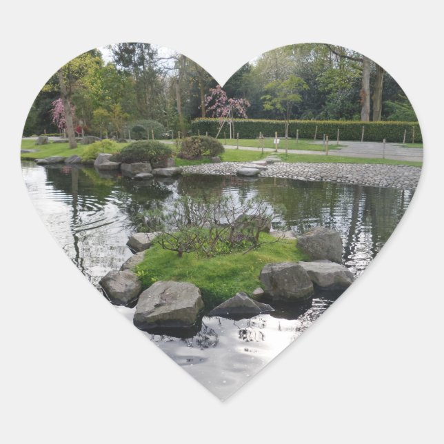 Pool & Trees Heart Sticker (Front)