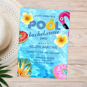 Pool Tropical Water Summer Bachelorette Party Invitation