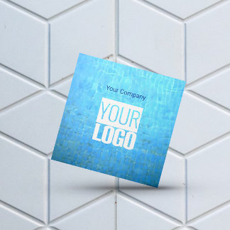 Pool Water add QR Square Business Card