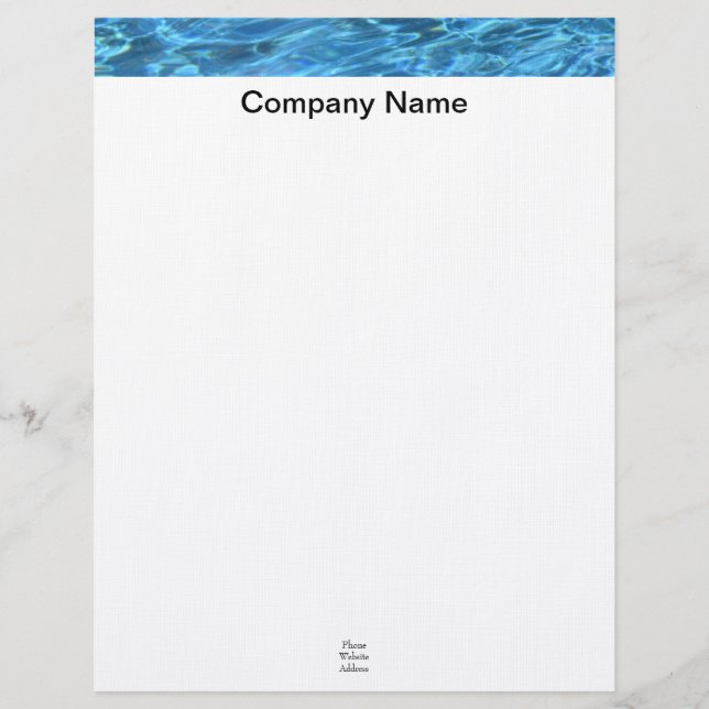 Pool Water Custom Letterhead (Front)