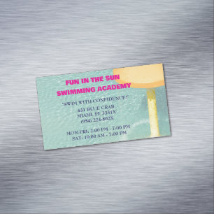 Pool Water Lessons for Swimming Magnetic Business Card